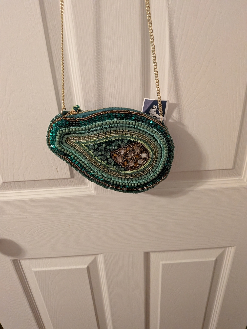 Viral NWT Beaded Avocado Crossbody Bag in Green